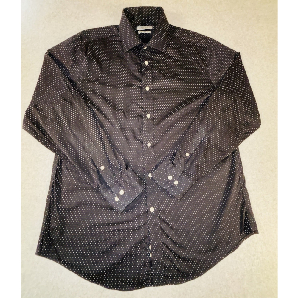 Lauren Ralph Lauren Slim Fit Dress Shirt Mens 16.5 34/35 Black Dot Stretch